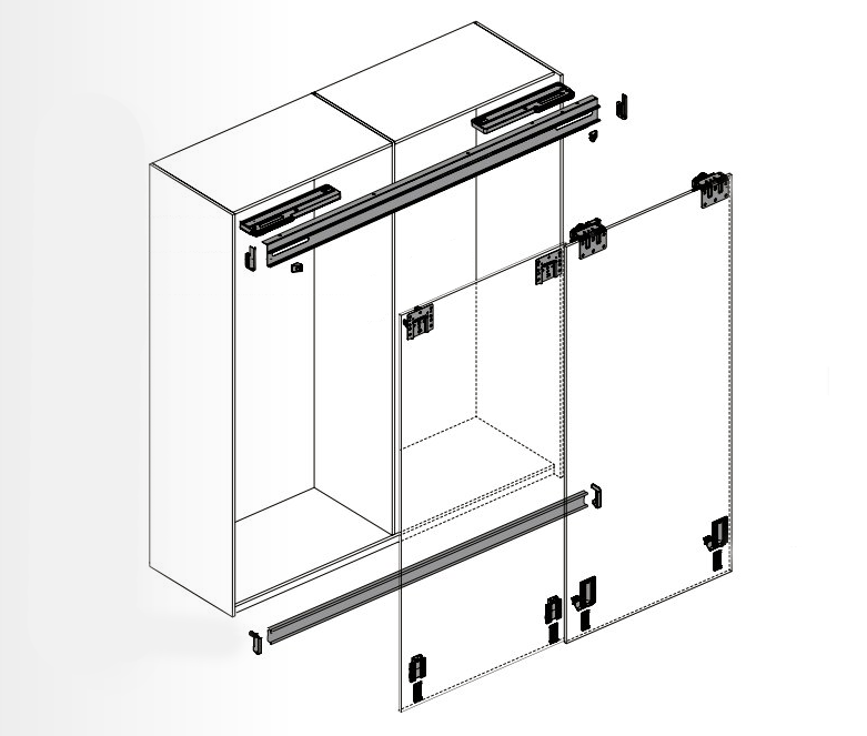 Комплект раздвижной системы для шкафа-купе с двумя дверями шириной 120 см