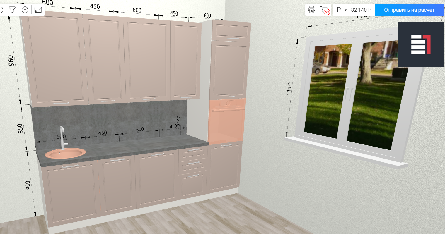 Онлайн-конструктор кухни ЛАЙТ. Проектируем кухню в 3D