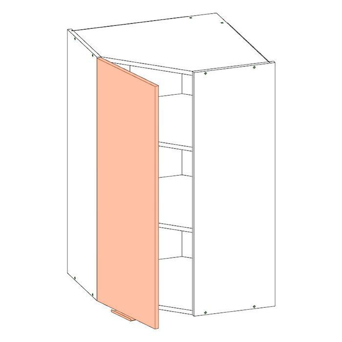 Корпус навесного углового шкафа ЛАЙТ под одну  дверь ЛДСП белый 96х60х60 см