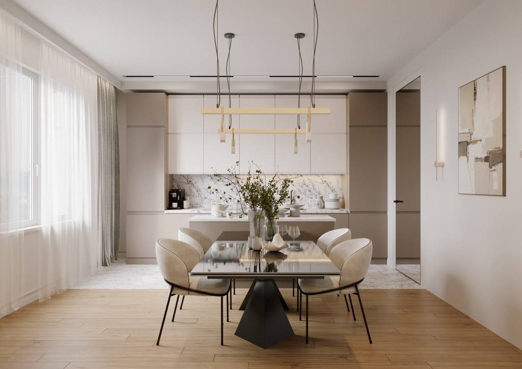 Кухня с интегрированными ручками