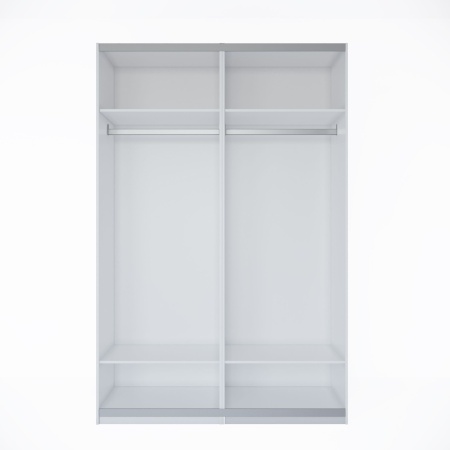 Шкаф-купе ЛАЙТ Е2, 240х160х58, ЛДСП, Белый перламутр/Дуб золотой, с полками и штангами