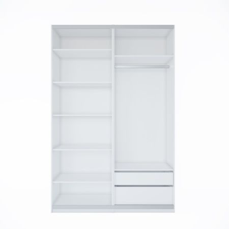 Шкаф-купе с зеркалом ЛАЙТ Е3, 240х120х58, ЛДСП, Кашемир, с ящиками, полками и штангой