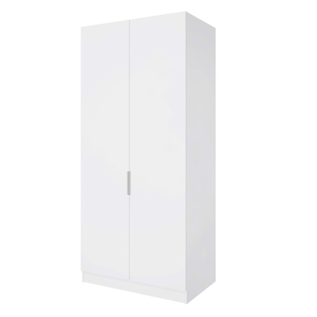Шкаф 2-дверный распашной ЛАЙТ К3, 220х100х60, ЛДСП, Белый перламутр, с полками