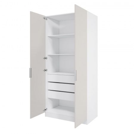 Шкаф 2-дверный распашной ЛАЙТ К1, 220х100х60, ЛДСП, Кашемир, с ящиками и полками