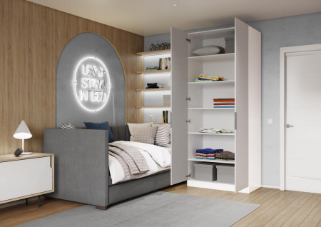 Шкаф 2-дверный распашной ЛАЙТ К3, 220х100х60, ЛДСП, Кашемир, с полками