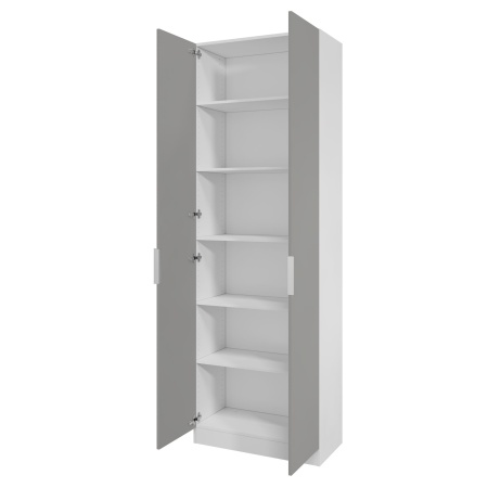 Шкаф 2-дверный распашной ЛАЙТ К3, 240х80х60, ЛДСП, Шиншилла серая, с полками