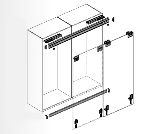 Комплект раздвижной системы для шкафа-купе с двумя дверями шириной 180 см