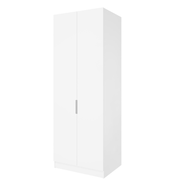 Шкаф 2-дверный распашной ЛАЙТ К3, 220х80х60, ЛДСП, Белый перламутр, с полками