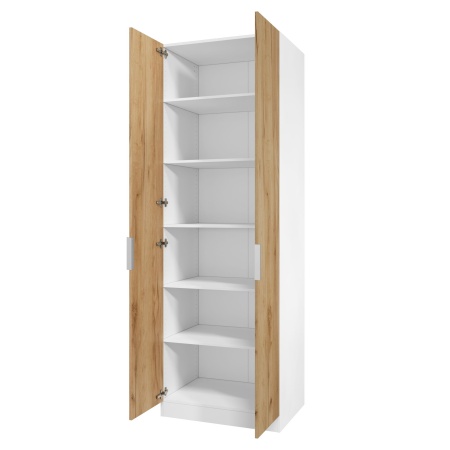 Шкаф 2-дверный распашной ЛАЙТ К3, 240х80х60, ЛДСП, Дуб золотой, с полками