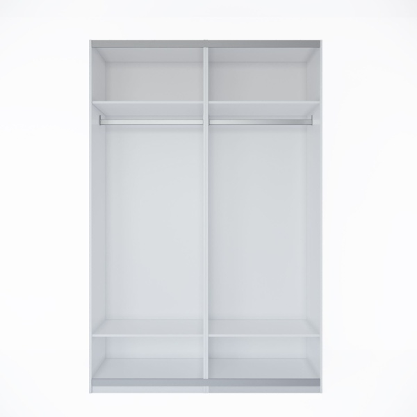 Шкаф-купе с зеркалом ЛАЙТ Е2, 220х120х58, ЛДСП, Белый перламутр, с полками и штангами