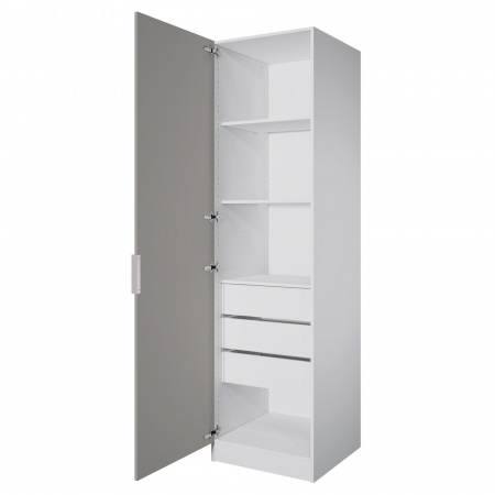 Шкаф 1-дверный ЛАЙТ К1, 220х60х42, ЛДСП, Шиншилла серая, с ящиками и полками