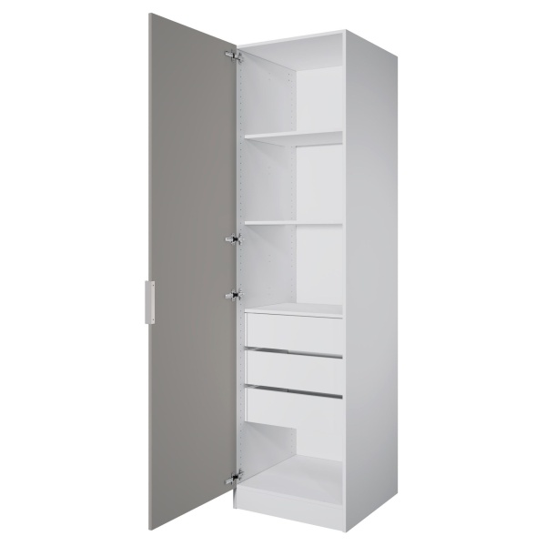 Шкаф 1-дверный ЛАЙТ К1, 220х60х42, ЛДСП, Шиншилла серая, с ящиками и полками