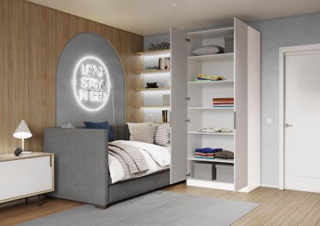 Шкаф 2-дверный распашной ЛАЙТ К3, 240х100х42, ЛДСП, Кашемир, с полками