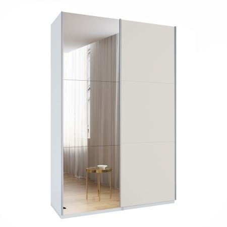 Шкаф-купе с зеркалом ЛАЙТ Е2, 240х160х58, ЛДСП, Кашемир, с полками и штангами