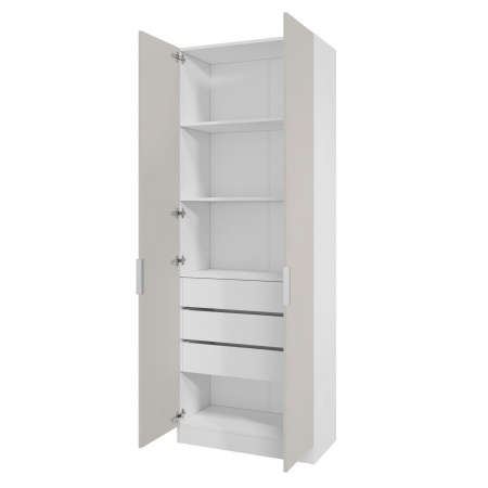 Шкаф 2-дверный распашной ЛАЙТ К1, 220х80х42, ЛДСП, Кашемир, с ящиками и полками