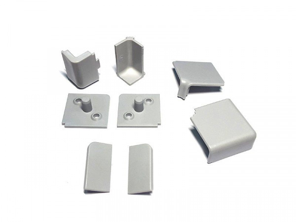 Бортик пристеночный EASY FIT 13,5*27*3050 мм АЛЮМИНИЙ серебро + к-т заглушек (2 торцевых + 2 угла) цвет серый