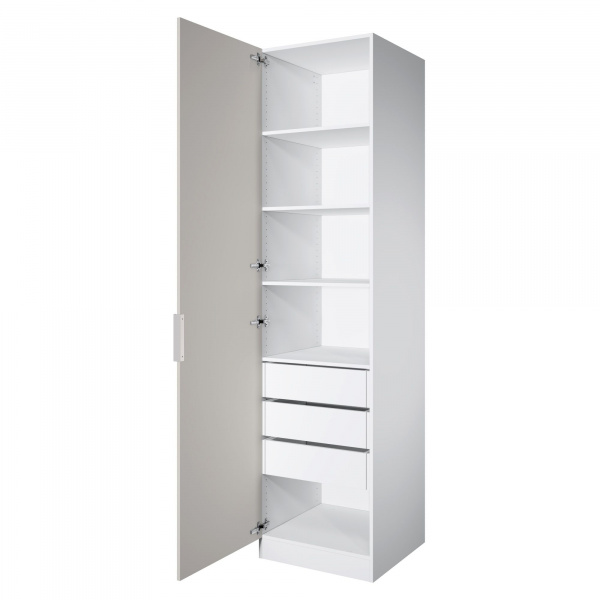 Шкаф 1-дверный ЛАЙТ К1, 240х60х42, ЛДСП, Кашемир, с ящиками и полками
