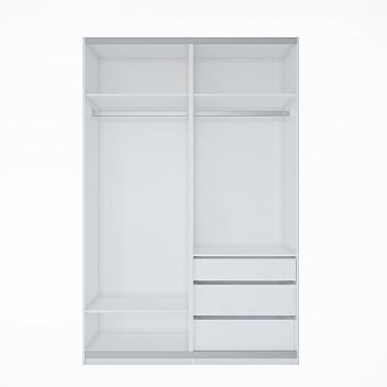 Шкаф-купе ЛАЙТ Е1, 220х160х58, ЛДСП, Белый перламутр, с ящиками, полками и штангами