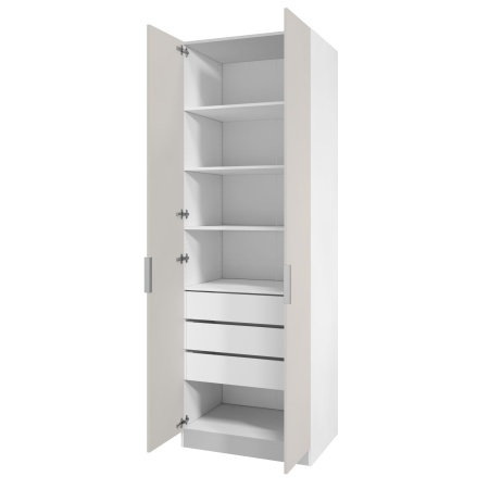 Шкаф 2-дверный распашной ЛАЙТ К1, 240х80х60, ЛДСП, Кашемир, с ящиками и полками