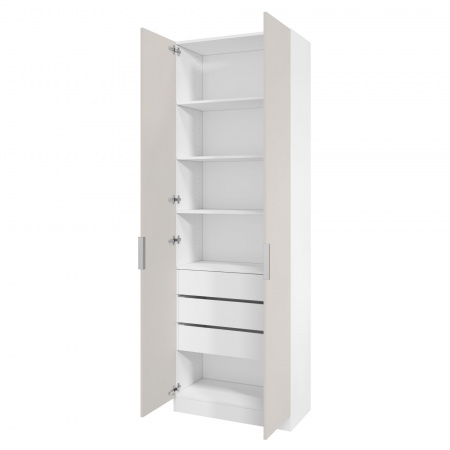 Шкаф 2-дверный распашной ЛАЙТ К1, 240х80х42, ЛДСП, Кашемир, с ящиками и полками