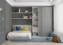 Шкаф-купе ЛАЙТ Е3, 240х120х58, ЛДСП, Шиншилла, с ящиками, полками и штангой