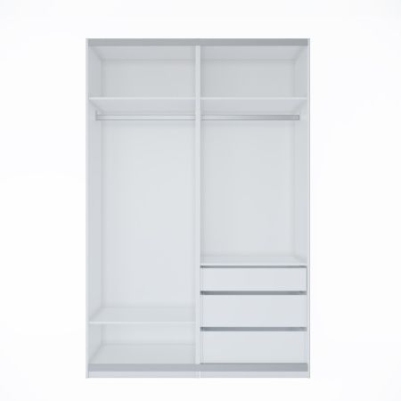 Шкаф-купе с зеркалом сверху ЛАЙТ Е1, 220х120х58, ЛДСП, Дуб золотой, с ящиками, полками и штангами