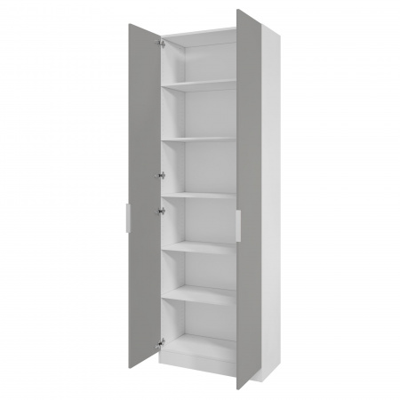 Шкаф 2-дверный распашной ЛАЙТ К3, 220х80х60, ЛДСП, Шиншилла серая, с полками