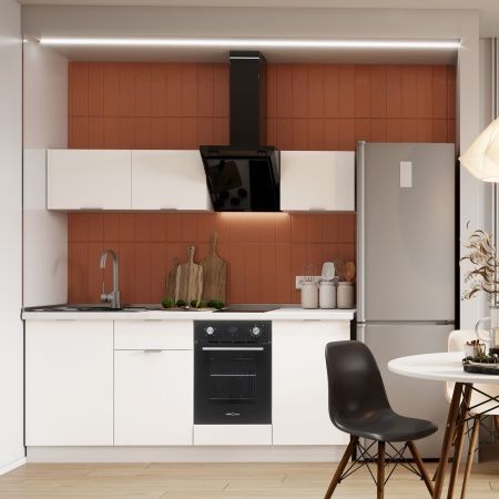 Кухонный гарнитур 182x185x60 см, ЛДСП, цвет Белый перламутр, 7 секций
