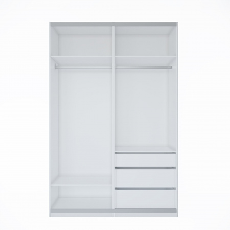 Шкаф-купе ЛАЙТ Е1, 220х200х58, ЛДСП, Белый перламутр, с ящиками, полками и штангами