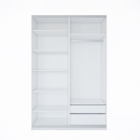 Шкаф-купе с зеркалом ЛАЙТ Е3, 240х160х58, ЛДСП, Кашемир, с ящиками, полками и штангой