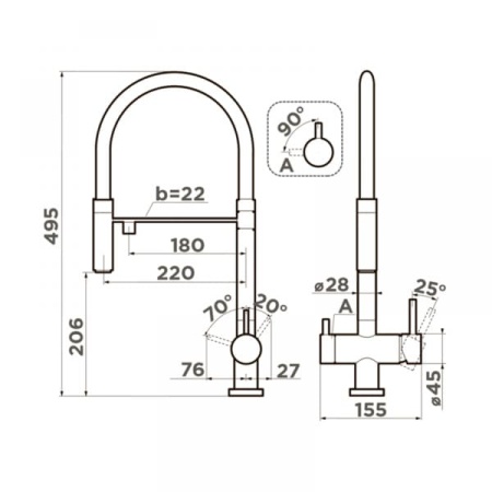 Смеситель OMOIKIRI Kanto-GB латунь/графит/черный (4994356)