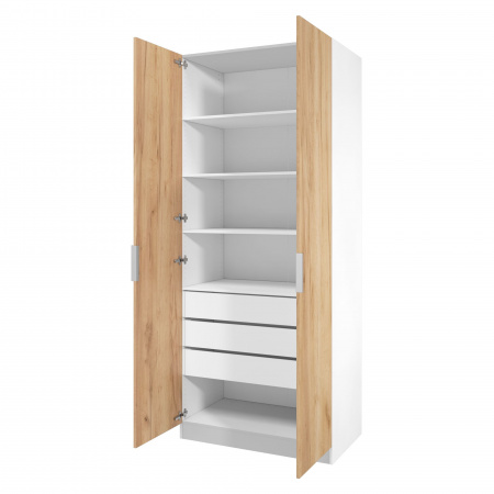 Шкаф 2-дверный распашной ЛАЙТ К1, 240х100х42, ЛДСП, Дуб золотой, с ящиками и полками