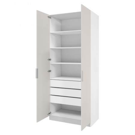 Шкаф 2-дверный распашной ЛАЙТ К1, 240х100х42, ЛДСП, Кашемир, с ящиками и полками