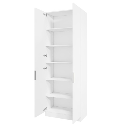 Шкаф 2-дверный распашной ЛАЙТ К3, 220х80х42, ЛДСП, Белый перламутр, с полками